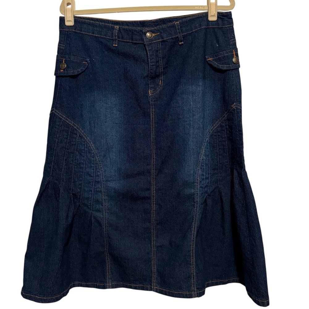 NWT Millie Denim‎ Jean Midi Skirt Flared Size 15/16